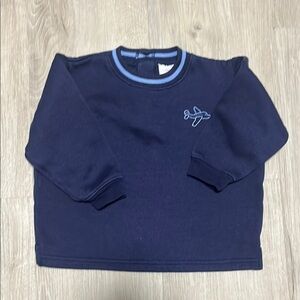 Navy Blue Kids Sweatshirt with Airplane Embroidery
